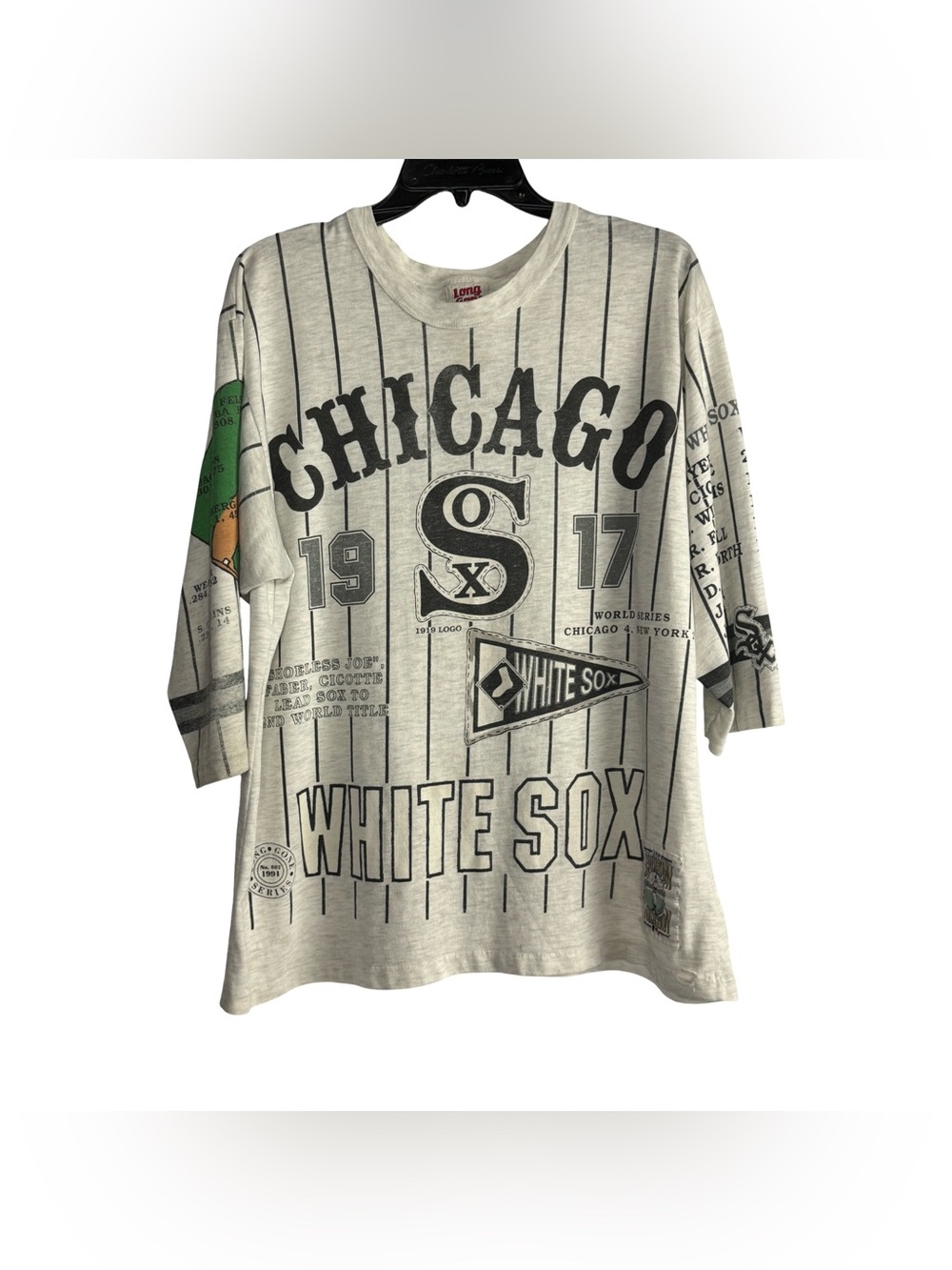 Vintage 1991 Chicago White Sox Long Gone 3/4 Sleeve Shirt 1917 World Champs L